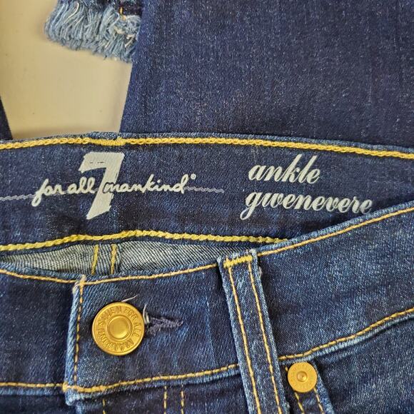 7 For All Mankind Women's Ankle Gwenevere Jeans Size 26 Ripped Knees Mid Rise - Picture 5 of 8
